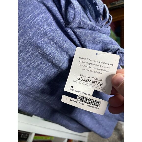 Athleta Heather Blue Scoop Neck Cut-Out Siro Mind Over Matter T-Shirt Small NWT - Picture 7 of 8